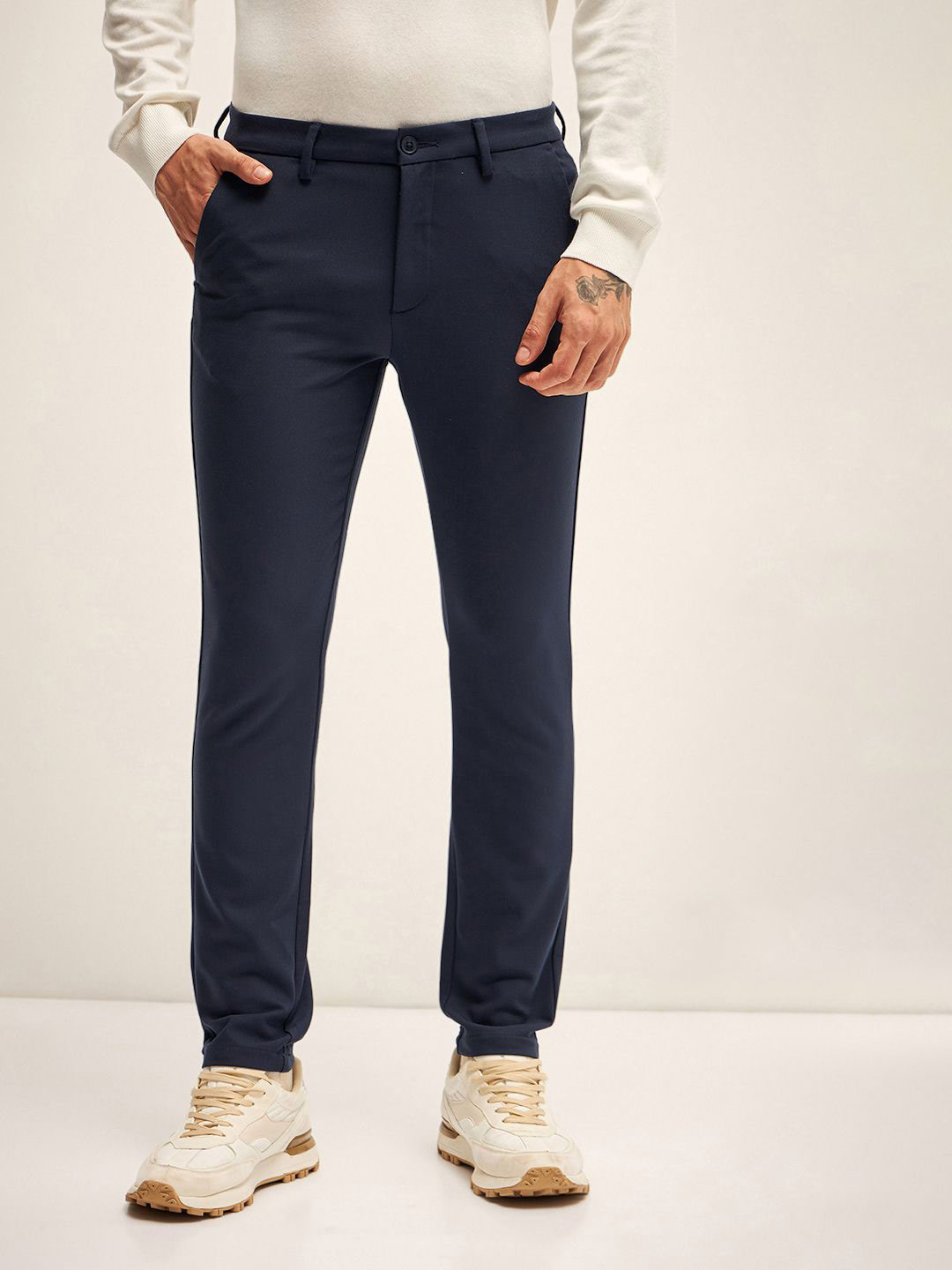 

THE BEAR HOUSE Men Slim Fit Trousers, Blue