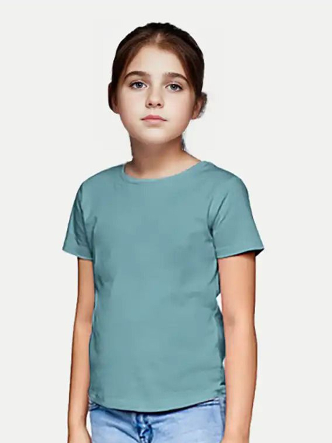 

BAESD Girls Solid Round Neck T-shirt, Blue