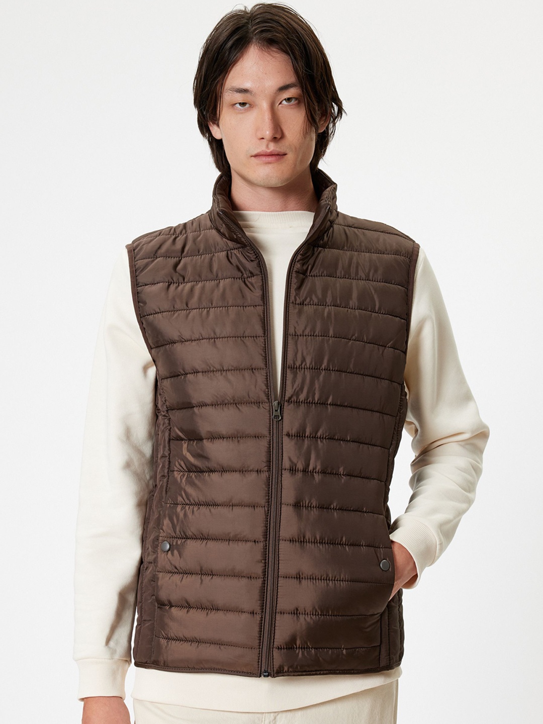 

Koton Sleeveless Puffer Jacket, Brown