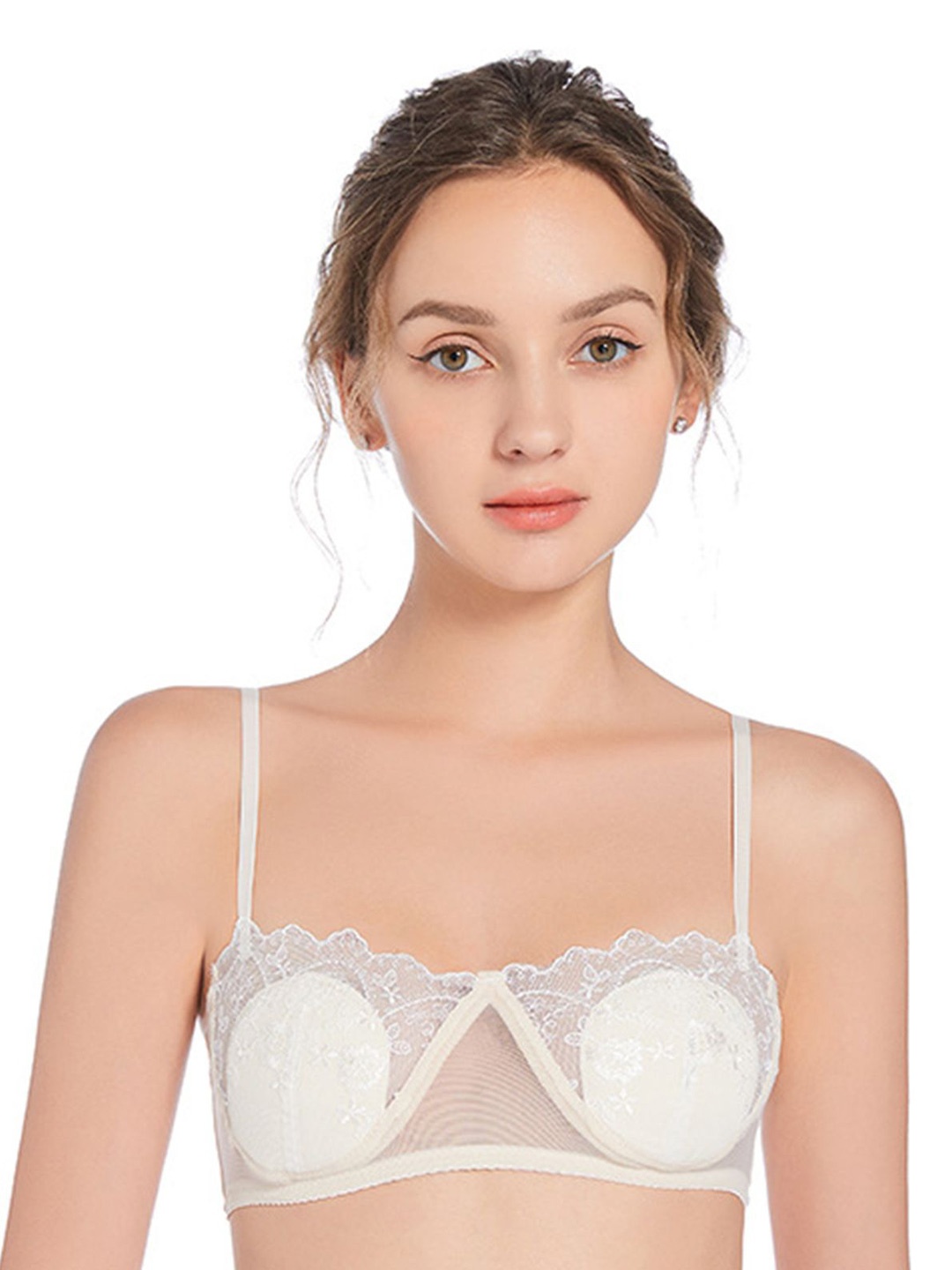 

LULU & SKY Medium Coverage Lightly Padded Lace Bra, Champagne