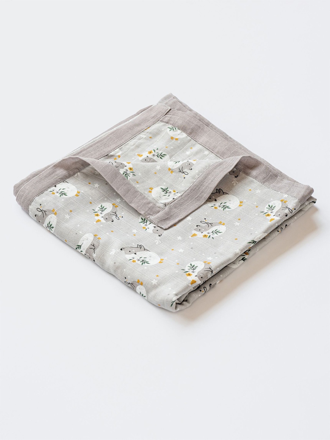 

cocoon care Grey Melange & White Cartoon Characters AC Room 350 GSM Single Bed Blanket