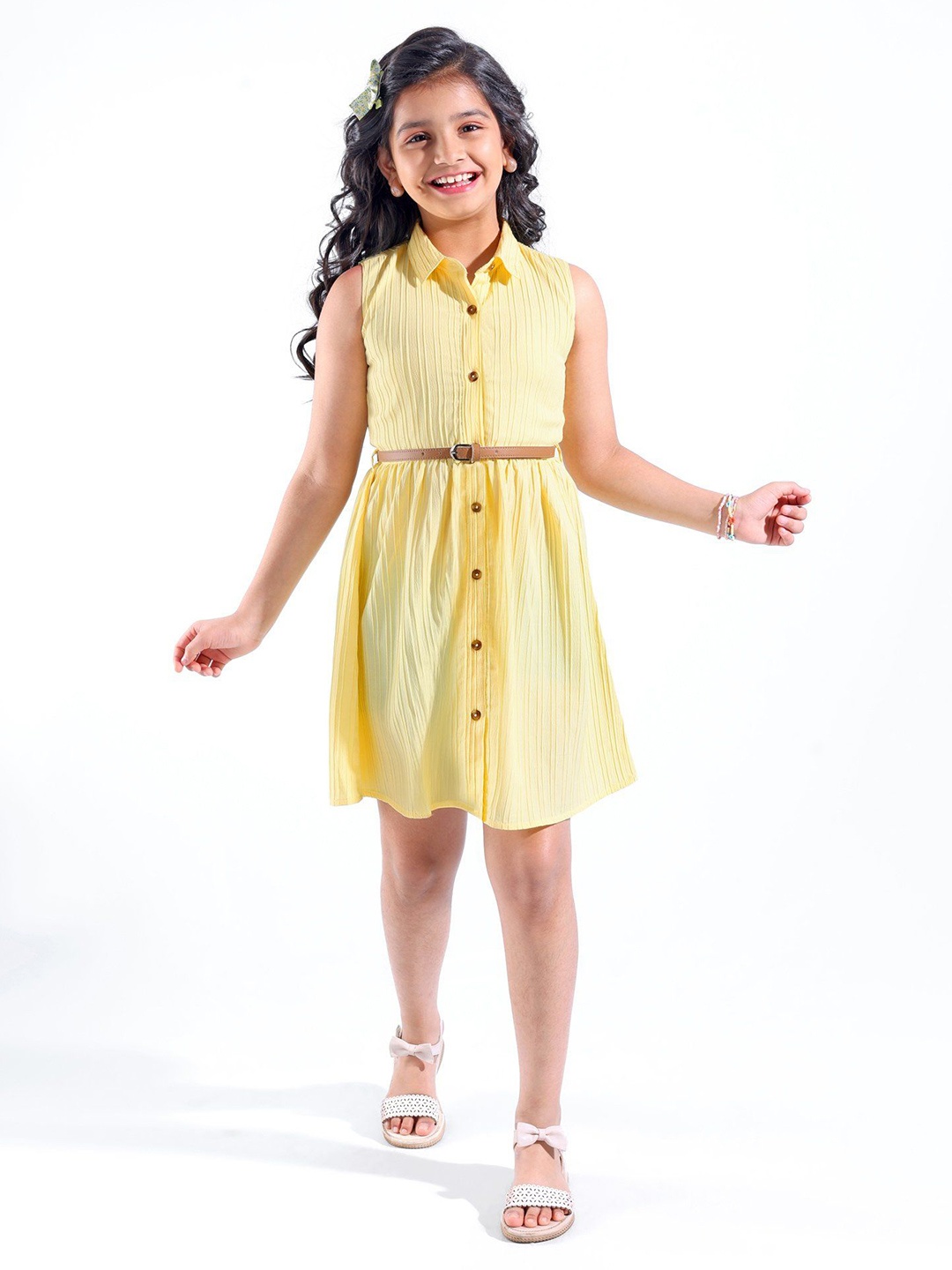 

Hola Bonita Girls Fit & Flare Shirt Dress, Yellow