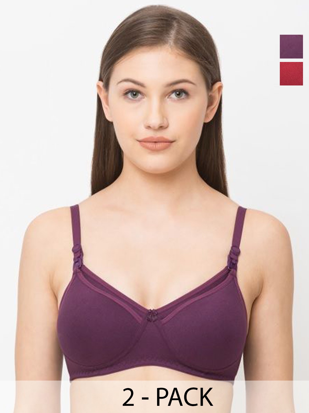 

MomToBe Pack of 2 Lightly Padded Maternity Bra, Purple