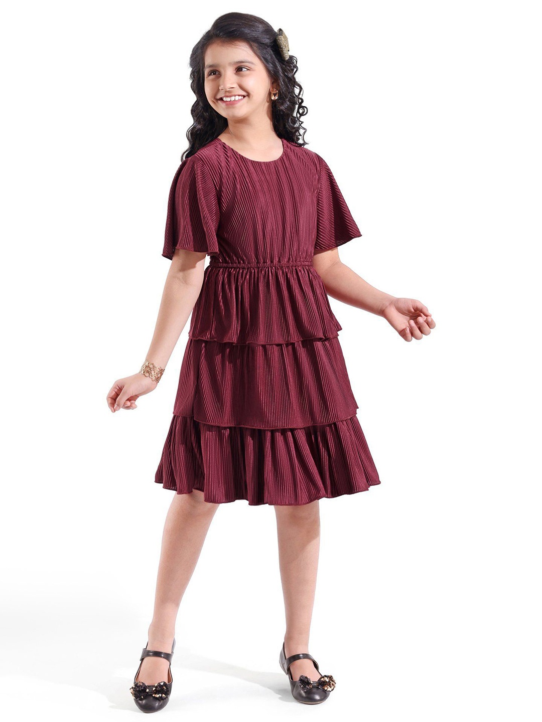 

Hola Bonita Girls Fit and Flare Dress, Maroon