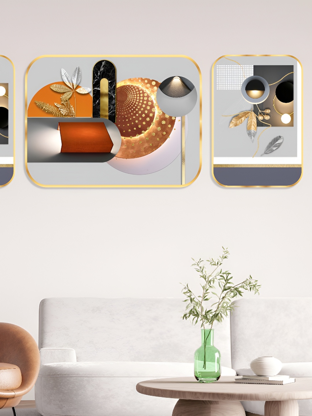 

Aura Grey & Beige 3 Pieces Wooden Abstract Wall Paintings