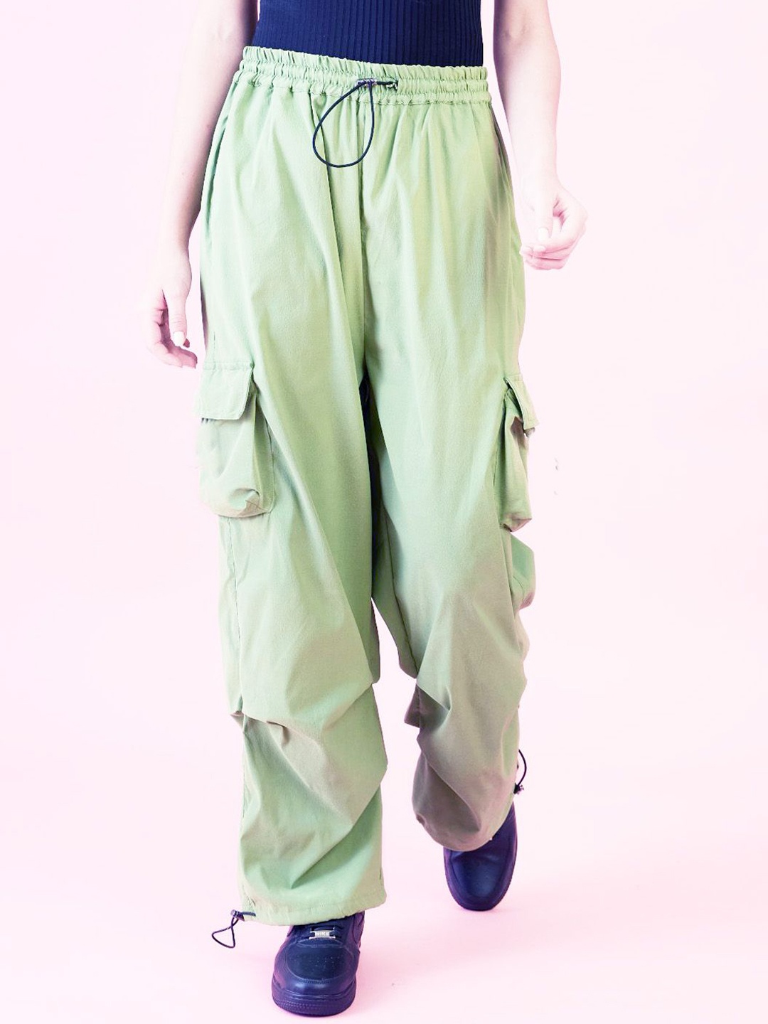 

BAESD Women Comfort Loose Fit High-Rise Cargos Trousers, Green