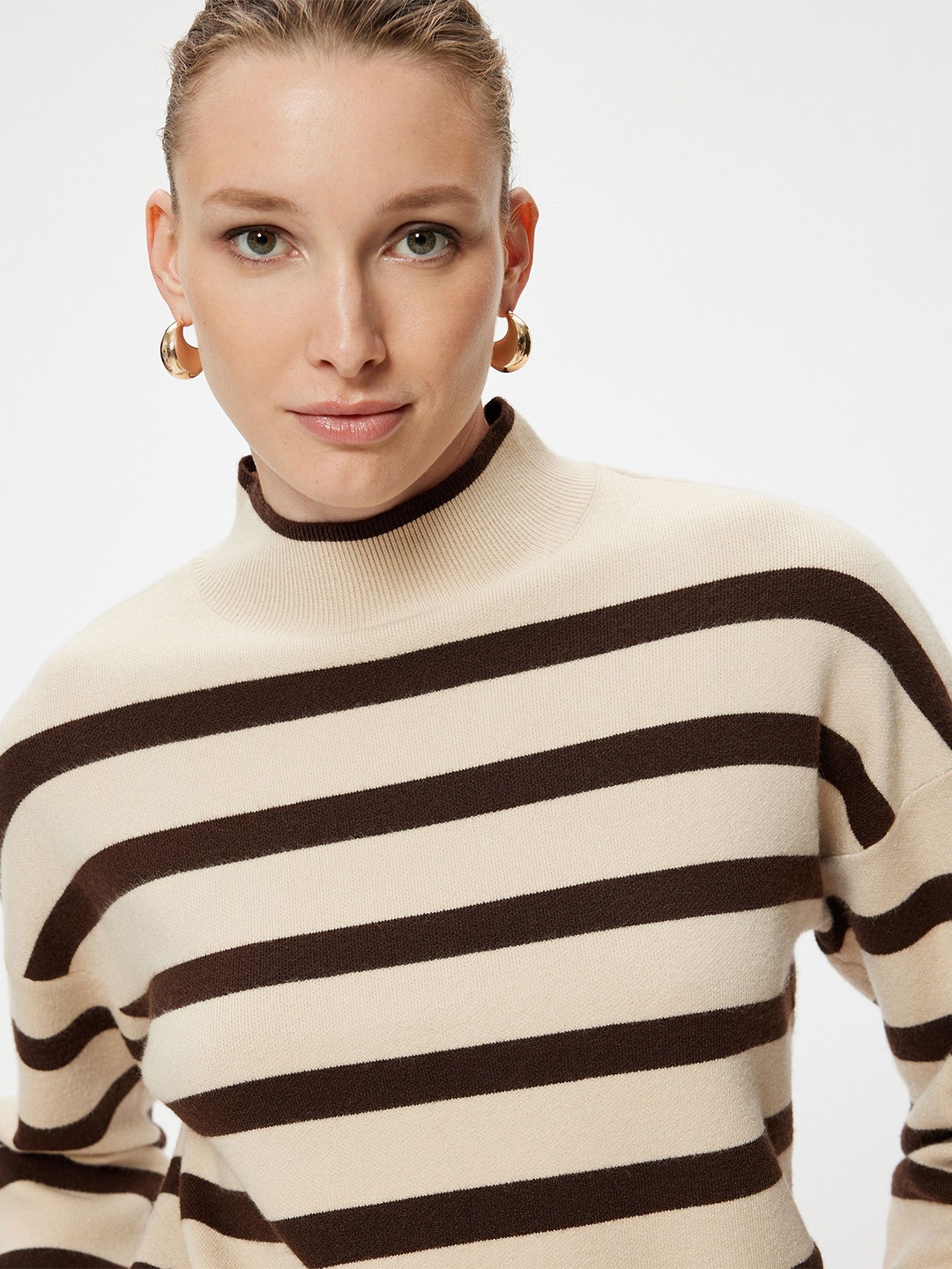 

Koton Women Striped Pullover, Beige