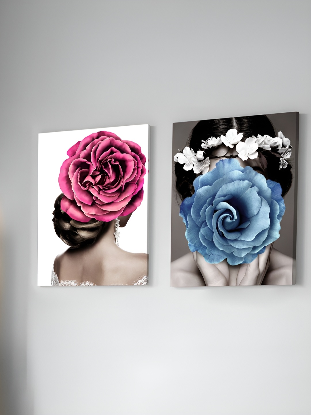 

Art Street White & Blue 2 Pieces Floral and Botanical Canvas Painting Wall Art