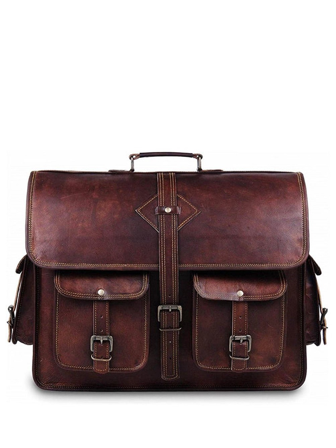

MaheTri Unisex Leather Laptop Bag, Brown