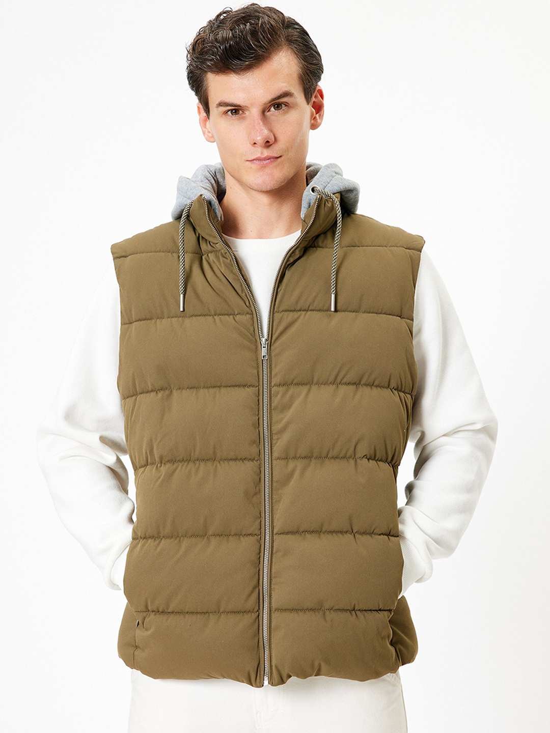 

Koton Hooded Sleeveless Jacket, Khaki