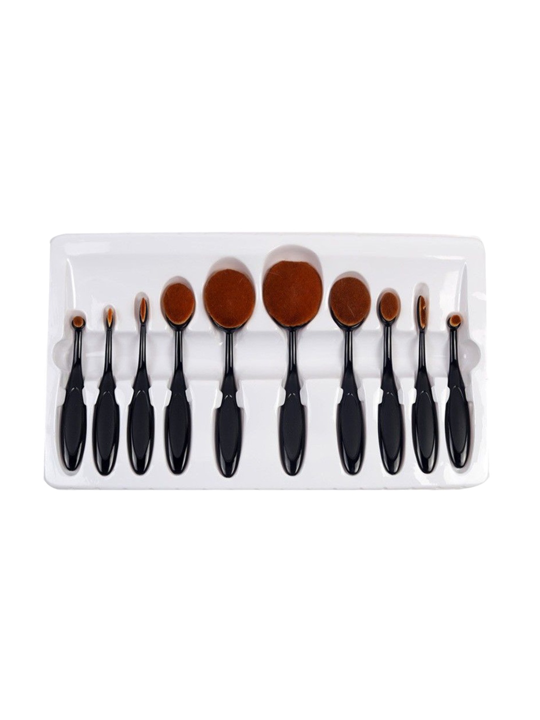 

Yoana Set Of 10 Multipurpose Oval Makeup Brushes, Black