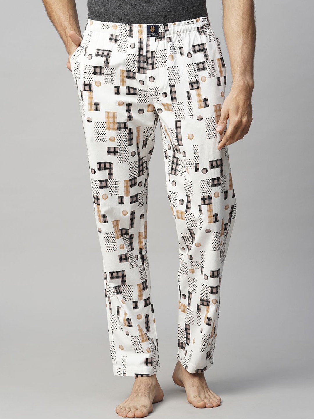 

URBAN SCOTTISH Men Printed Lounge Pants, White