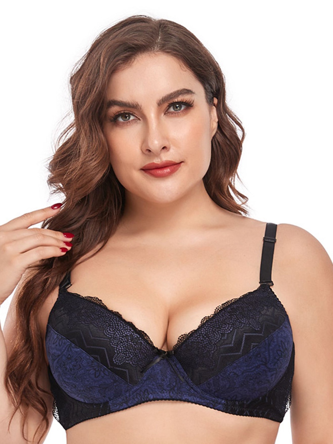 

LULU & SKY Floral Bra Medium Coverage Lightly Padded, Blue