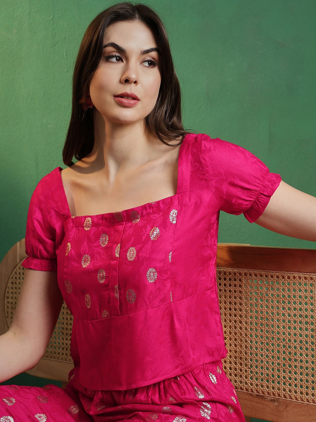 

Sangria Fuchsia Printed Top With Palazzo