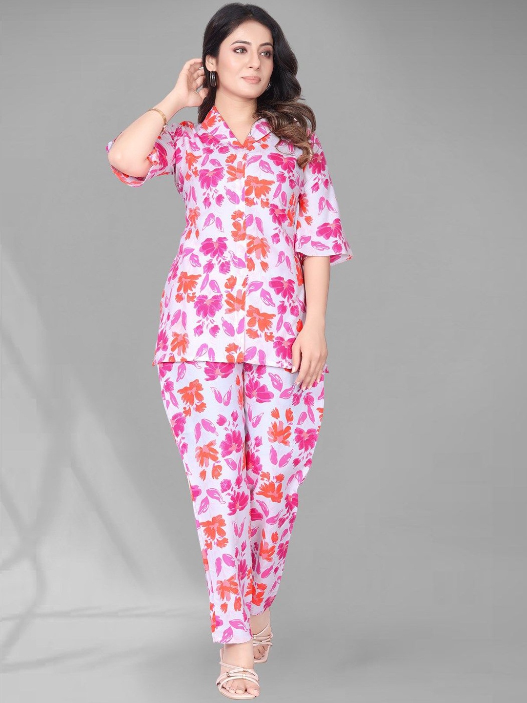 

KALINI Printed Shirt With Palazzos Co-Ords, Pink