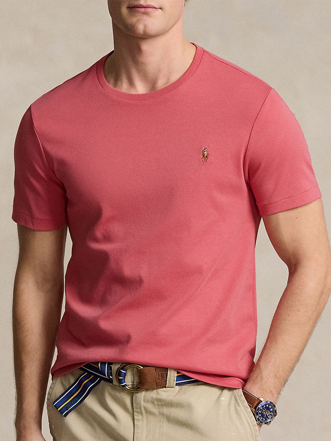 

Polo Ralph Lauren Men Solid Round Neck T-shirt, Red