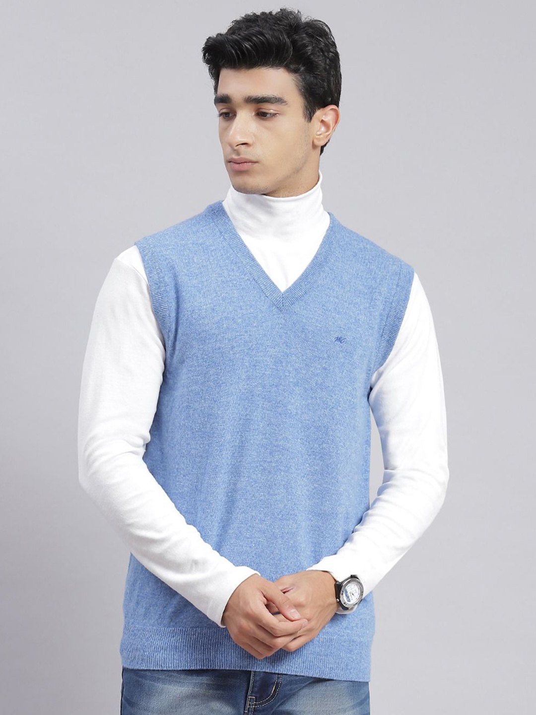 

Monte Carlo Men Woollen Sweater Vest, Blue