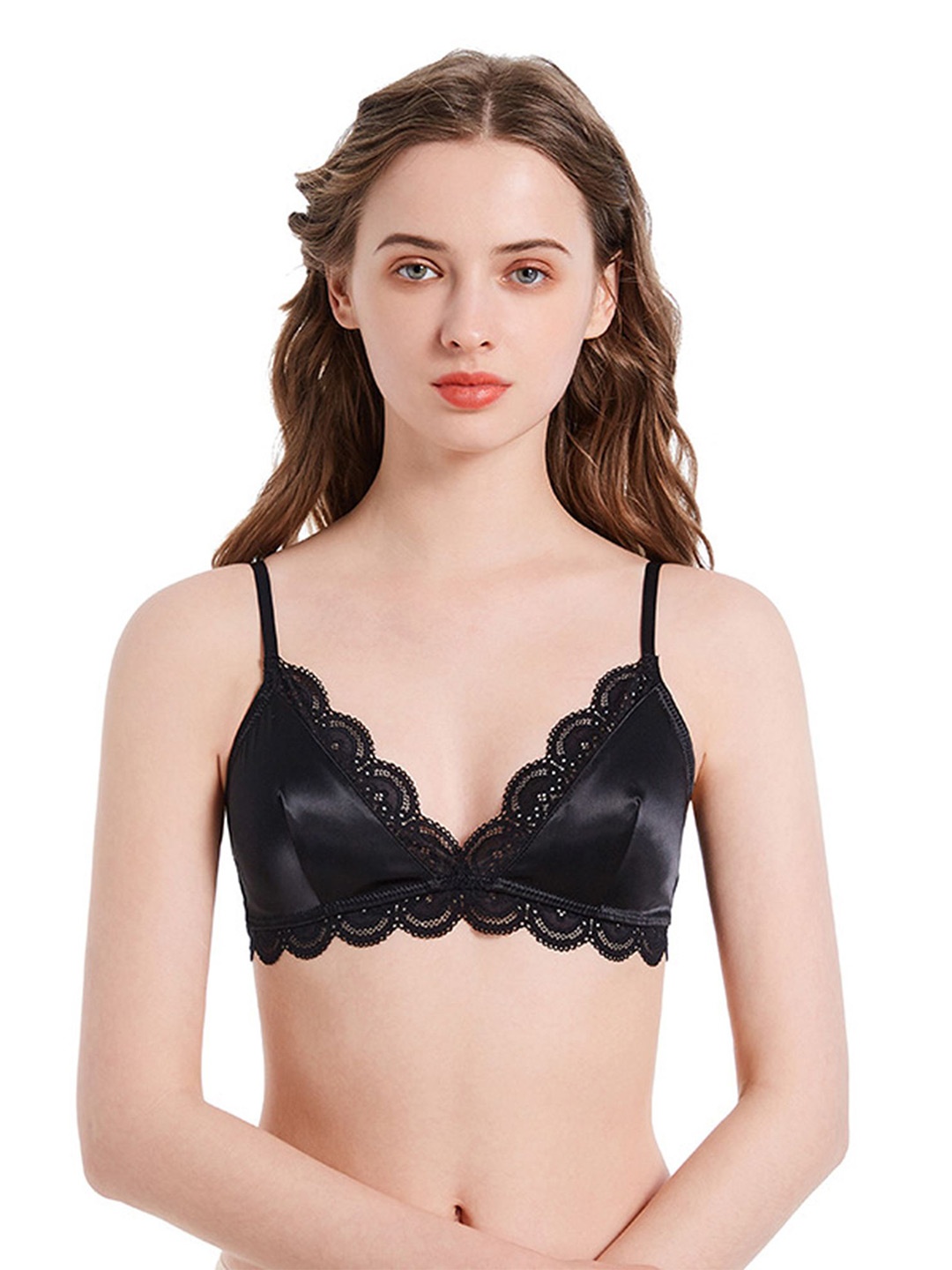 

LULU & SKY Floral Bra Medium Coverage, Black