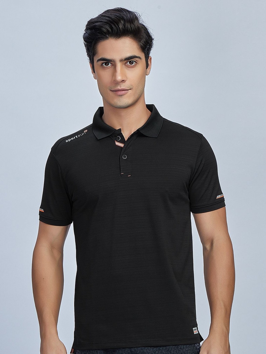 

SPORT SUN Men Dri-FIT Solid Polo Collar T-Shirt, Black