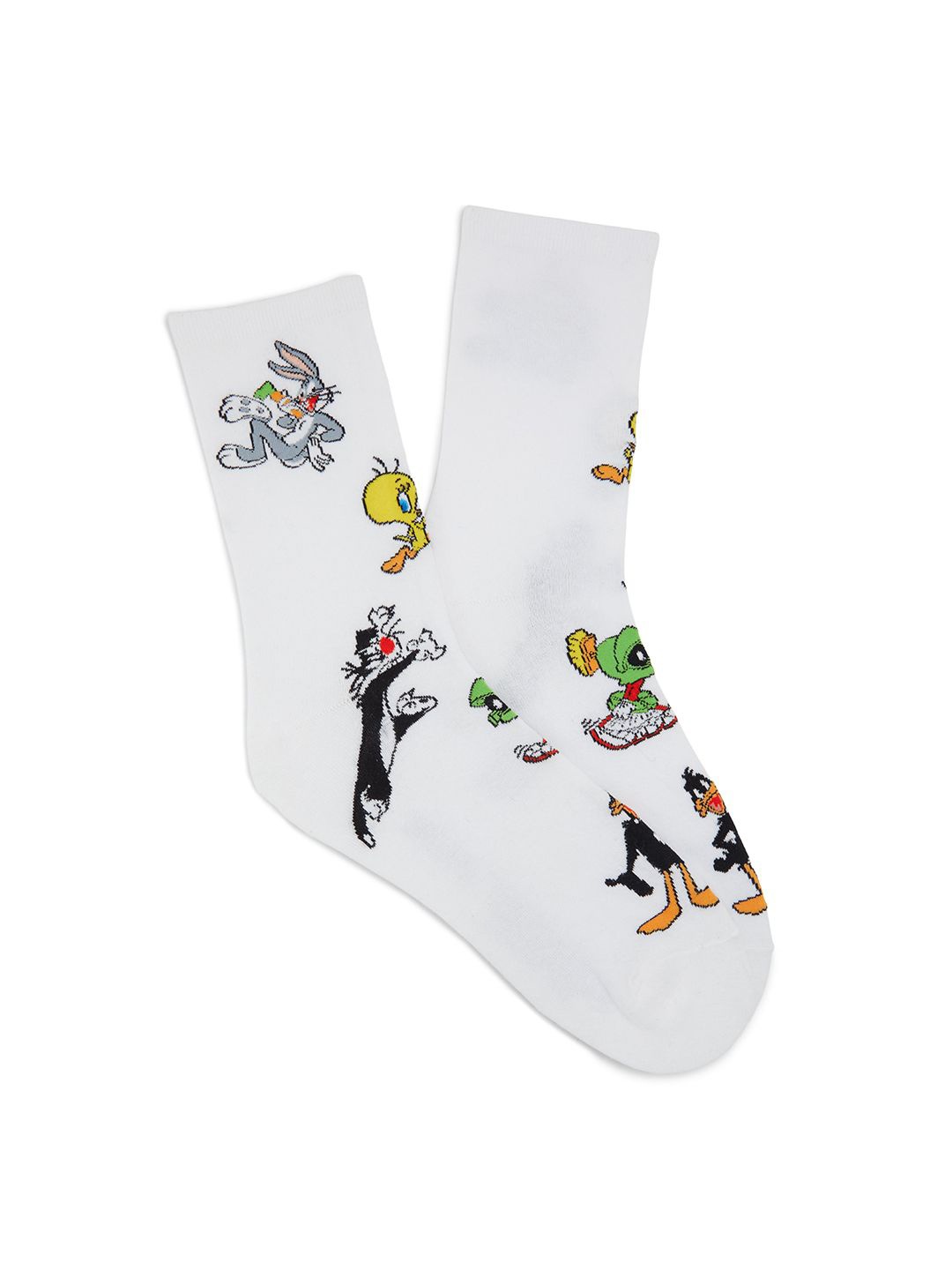 

ALDO Men Printed Calf-Length Socks, White