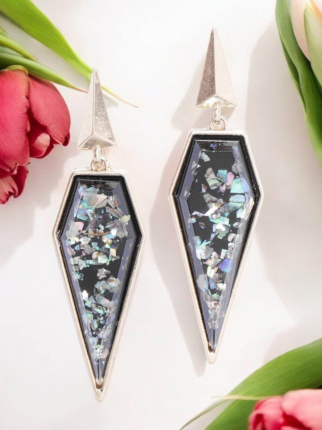 

fabula Geometric Drop Earrings, Black
