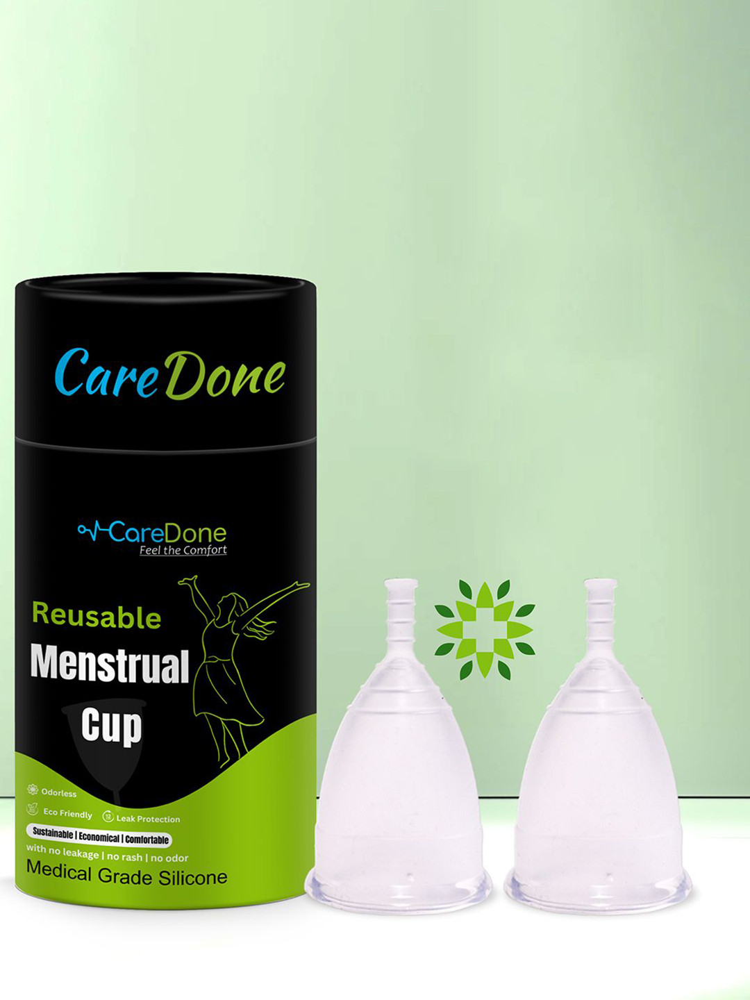 

CareDone Set Of 2 Reusable & Leak Proof Menstrual Cups, Transparent