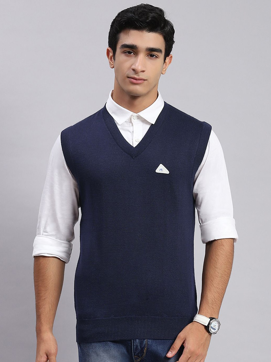

Monte Carlo Men Woollen Sweater Vest, Navy blue