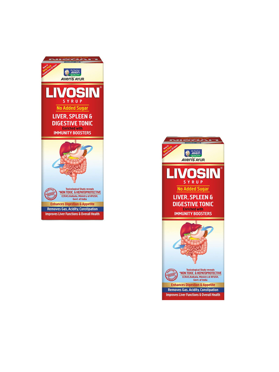 

ALLEN Set Of 2 Livosin Syrup - No Added Sugar 450ml Each, Brown