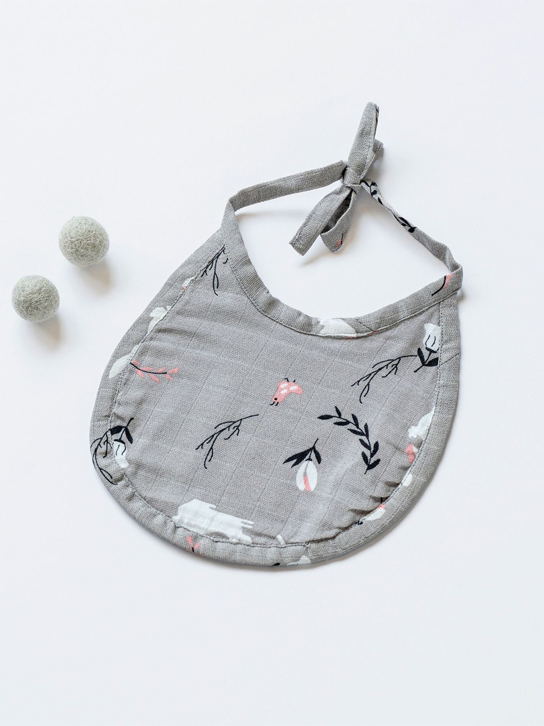 

cocoon care Kids Printed Double-sided Muslin Bib, Grey