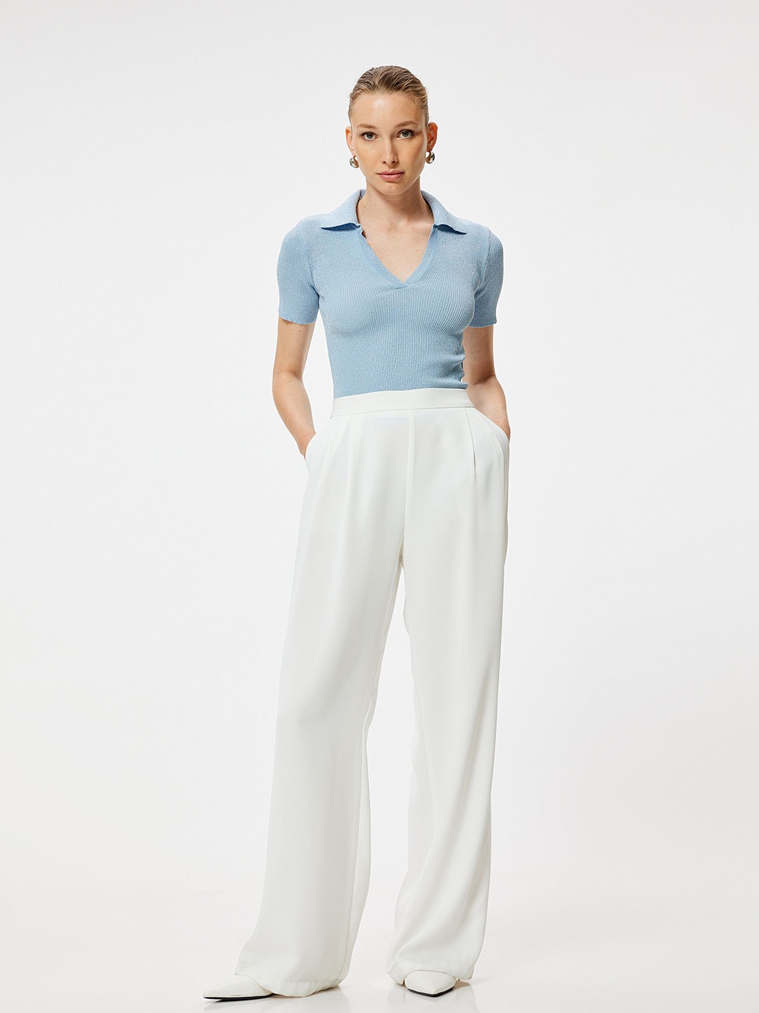

Koton Women Ribbed Pullover, Blue