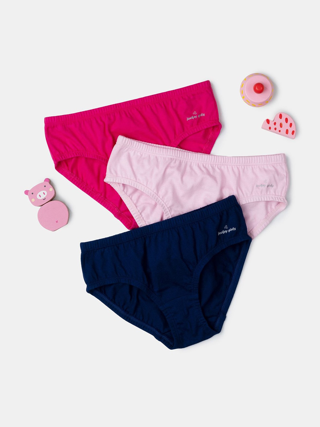 

Jockey Girls Pack of 3 Super Combed Cotton Panty with Ultrasoft Waistband-SG01, Pink