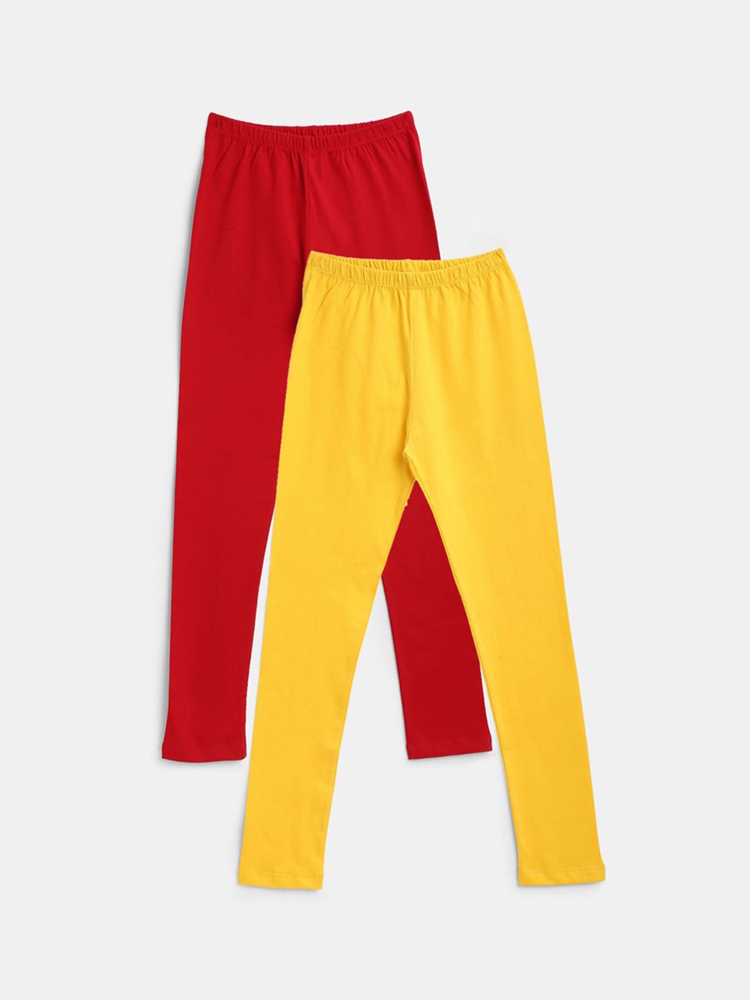 

FRENCH KLEIDER Girls Pack Of 2 Churidar-Length Leggings, Red