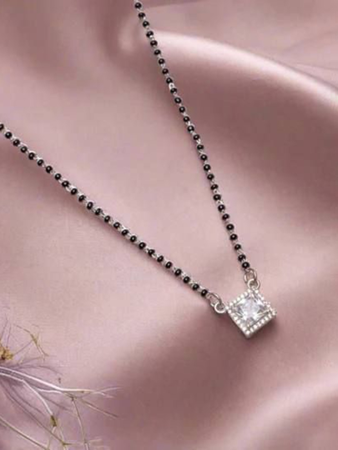 

HETPRIT Gold-Plated American Diamond Studded and Beaded Mangalsutra