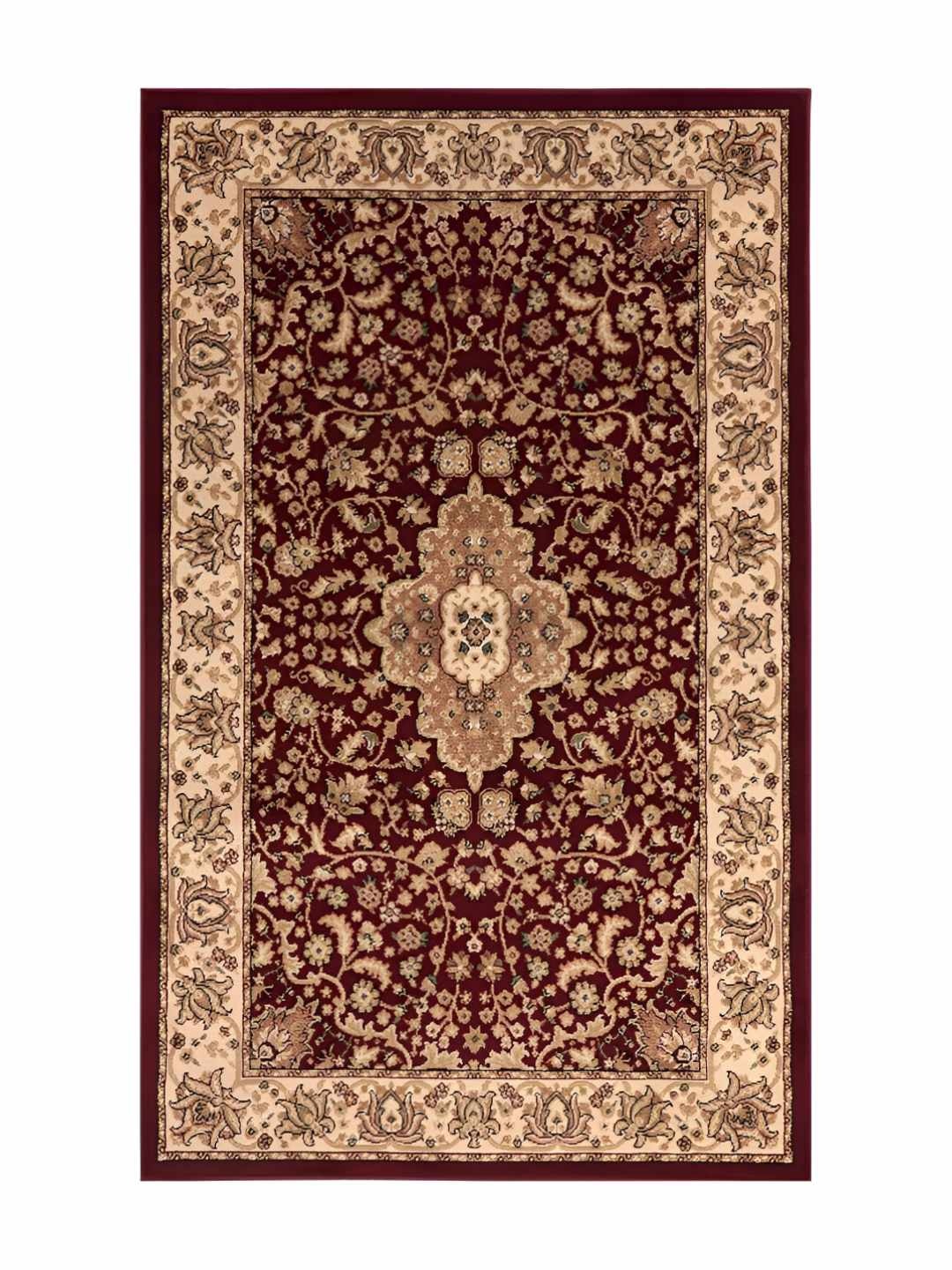 

Sapana Carpet-Mats Beige & Maroon Floral Printed No Shredding Carpet