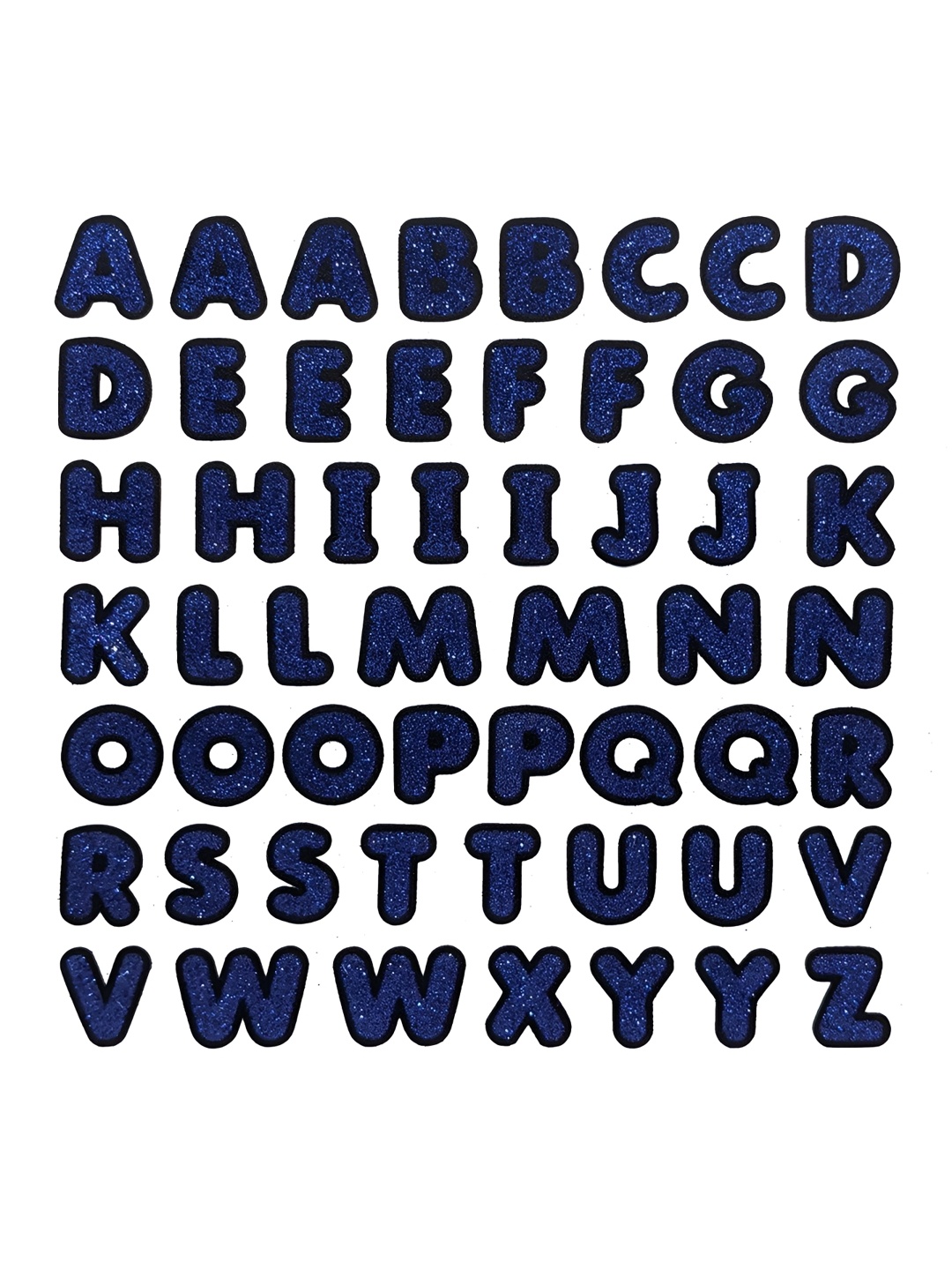 

Comet Busters Blue & White Printed Self-Adhesive Glitter Uppercase Alphabet Stickers