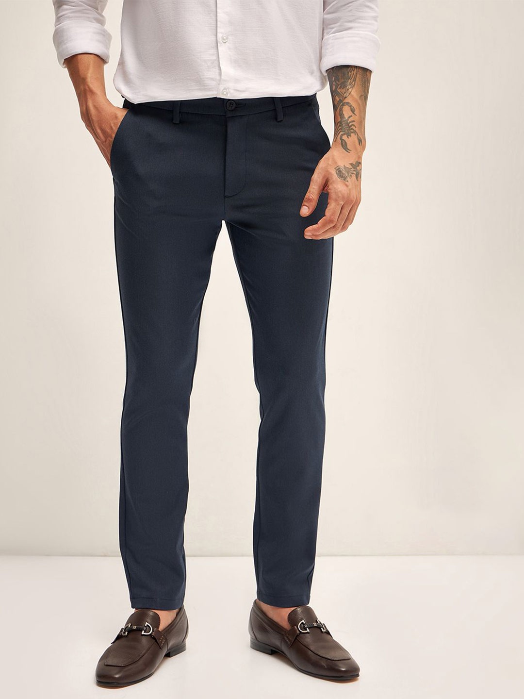 

THE BEAR HOUSE Men Slim Fit Trousers, Blue
