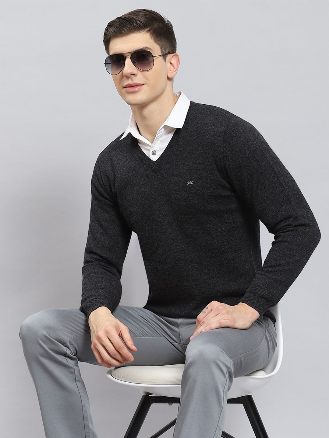 

Monte Carlo Men Woollen Pullover, Grey