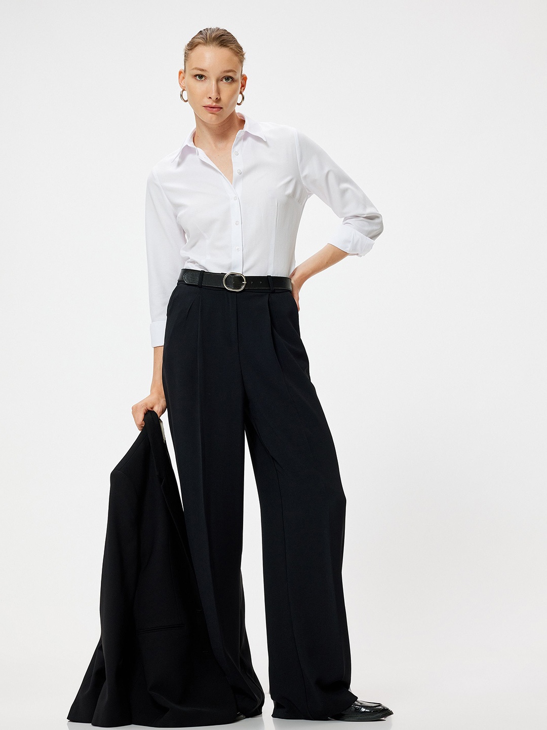 

Koton Women Spread Collar Solid Cotton Casual Shirt, White