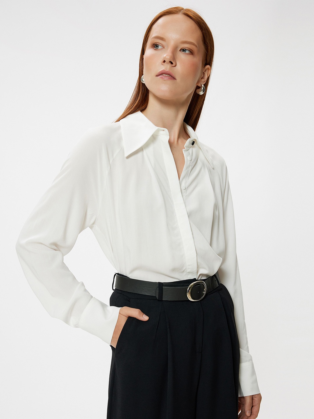 

Koton Women Spread Collar Solid Casual Shirt, Off white