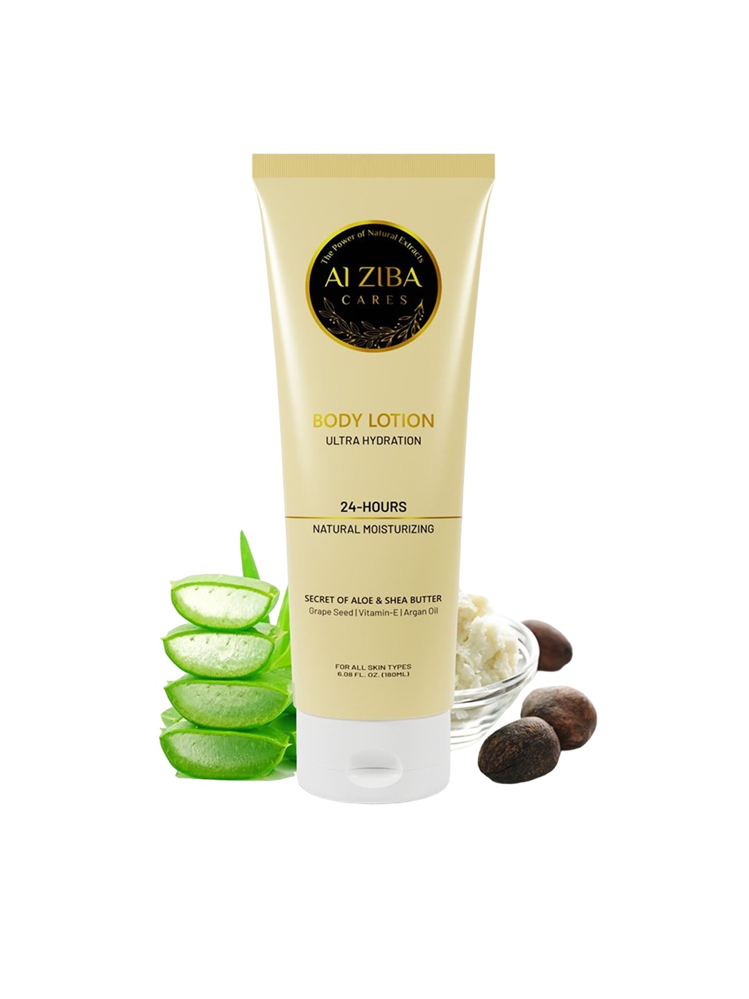 

ALZIBA CARES 24 Hrs Natural Moisturizing Ultra Hydration Body Lotion With Vitamin E -180ml, Cream