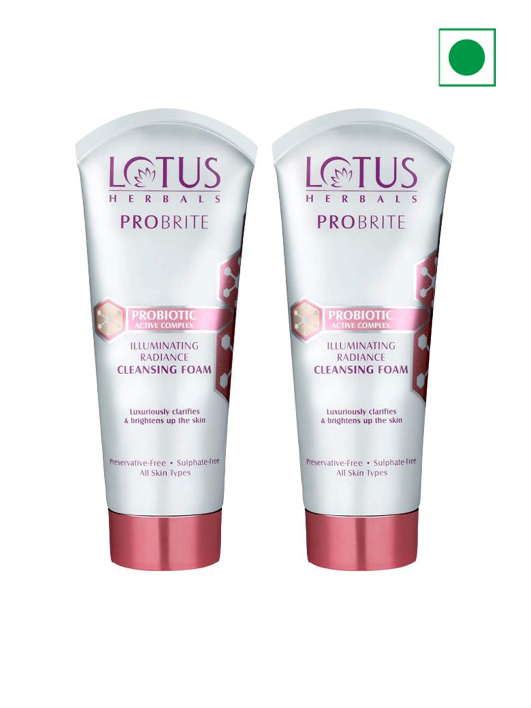 

Lotus Herbals Set Of 2 Probrite Illuminating Radiance Cleansing Foam - 100g Each, White