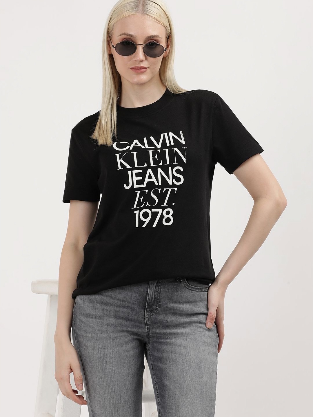 

Calvin Klein Jeans Women Printed T-shirt, Black