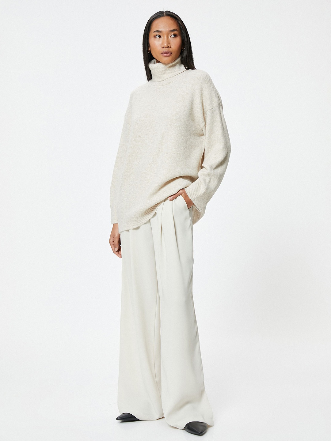 

Koton Women Longline Pullover, Beige