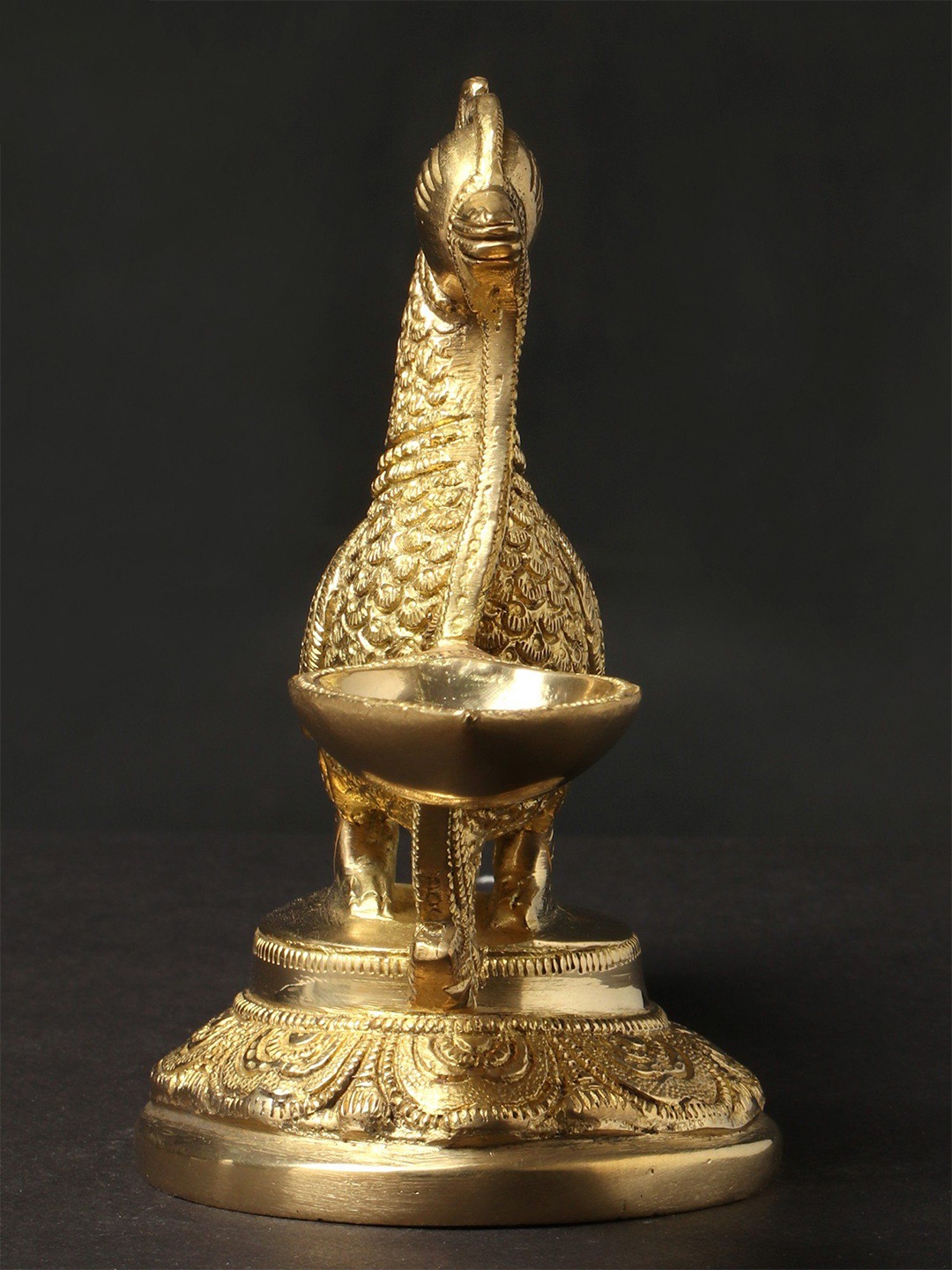 

Exotic India 10" Brass Peacock Lamp, Gold