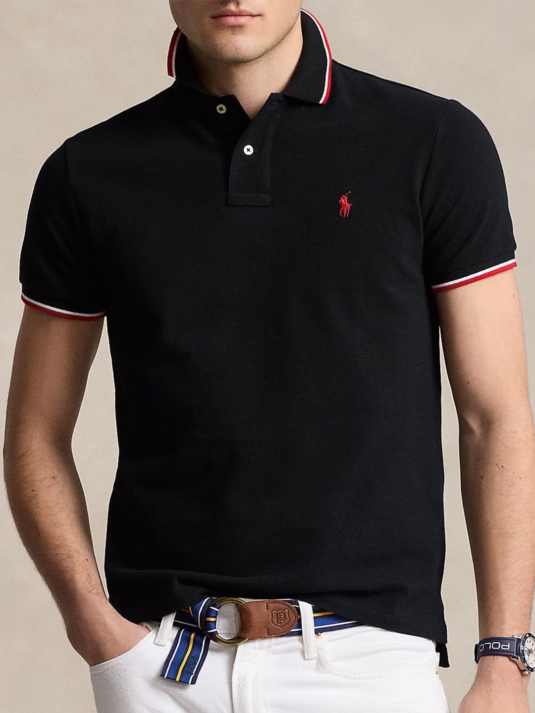 

Polo Ralph Lauren Men Solid Polo Collar T-Shirt, Black