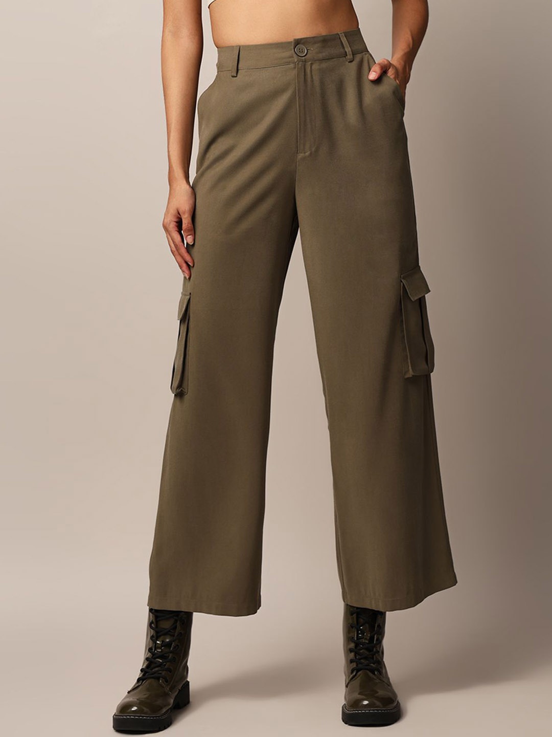 

ONLY Women High-Rise Cargos Trousers, Olive