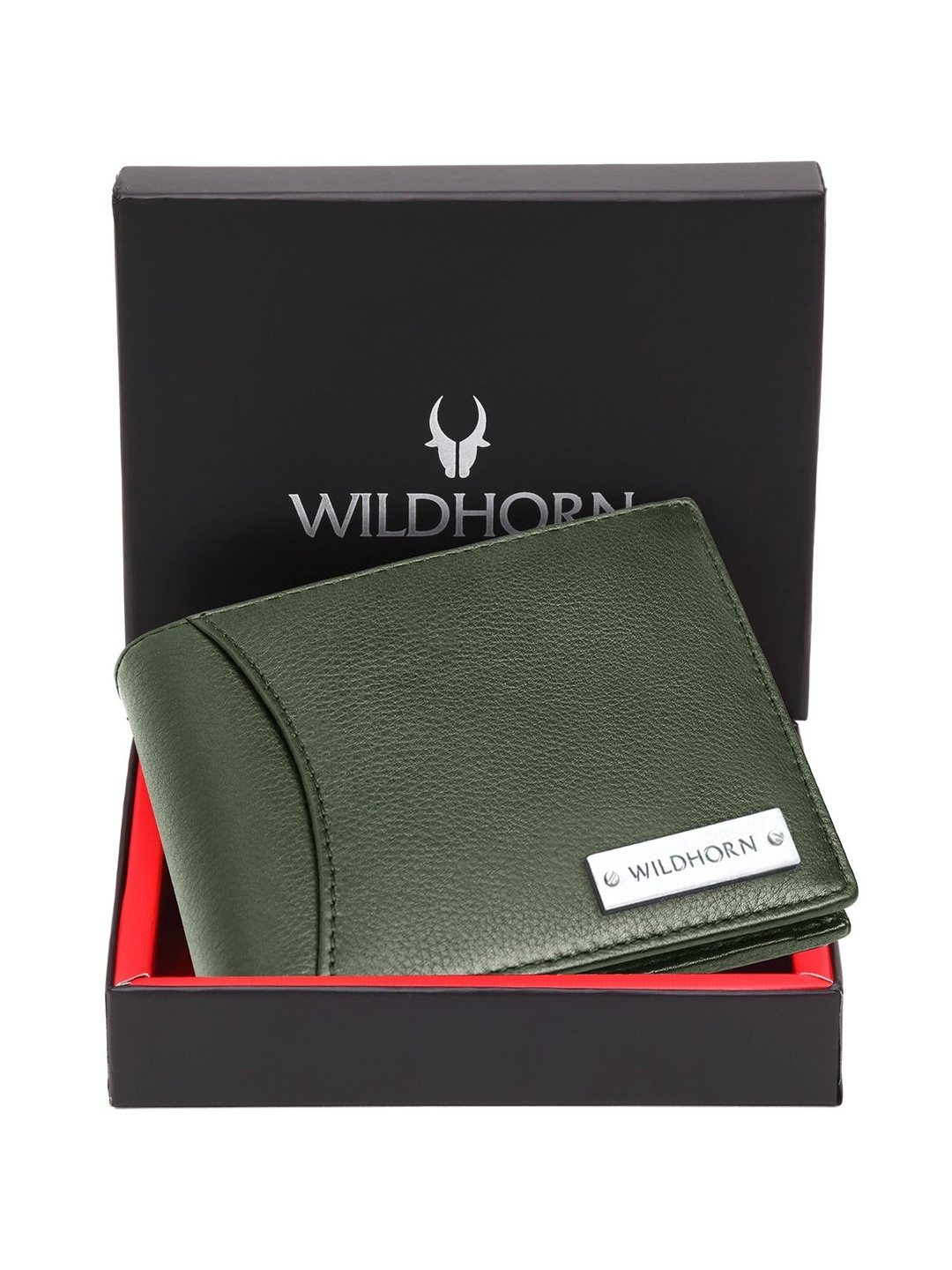 

WildHorn Men Leather Two Fold Wallet, Green