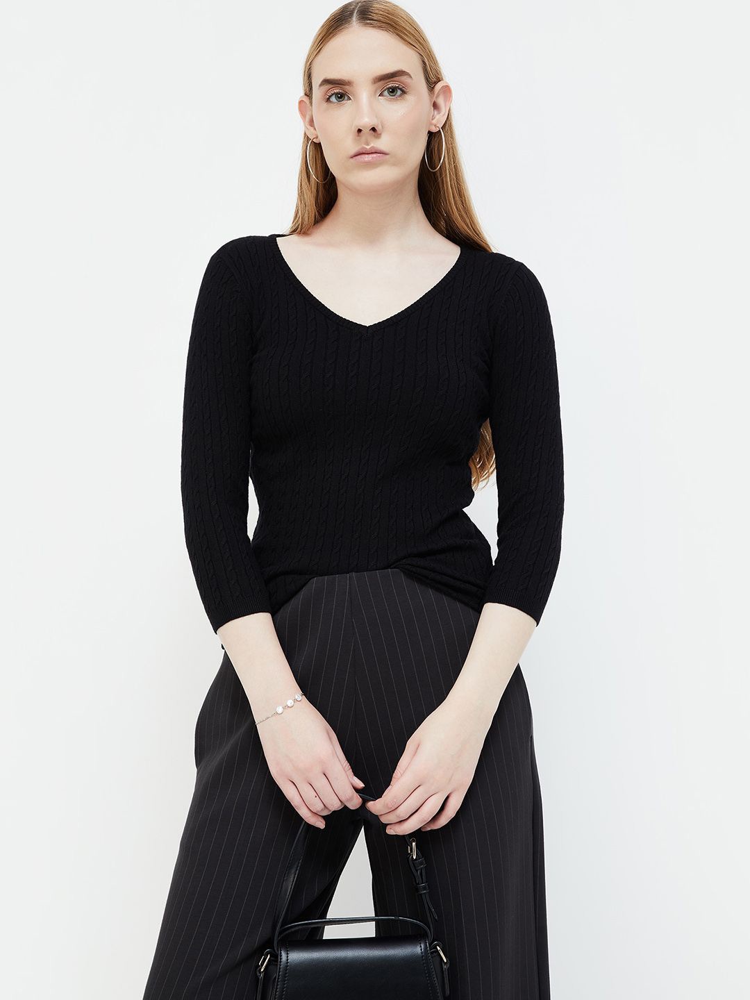 

CODE by Lifestyle Women Solid V-Neck Top, Black