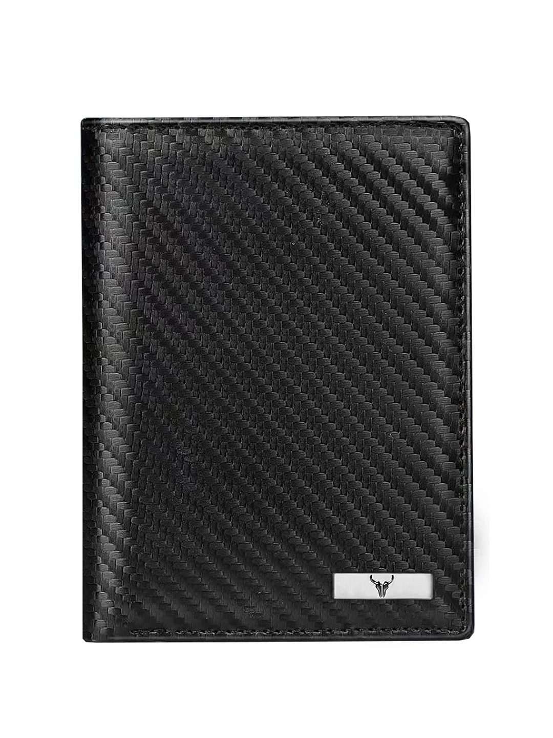 

NAPA HIDE Men Woven Design Leather Two Fold Wallet, Black