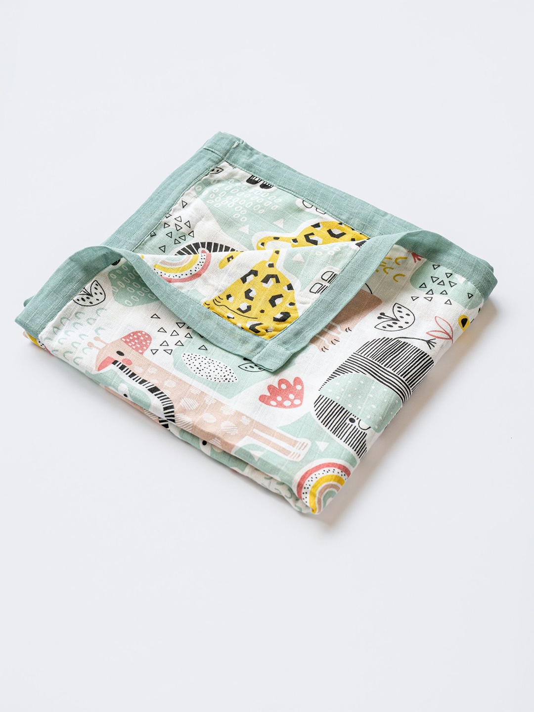 

cocoon care Sea Green & Yellow AC Room 350 GSM Single Bed Blanket
